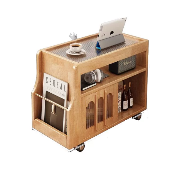Traditioneller Vintage Beistelltisch aus massivem Holz, Metall und Glas in rechteckiger Form mit 3 Ebenen für das Wohnzimmer 