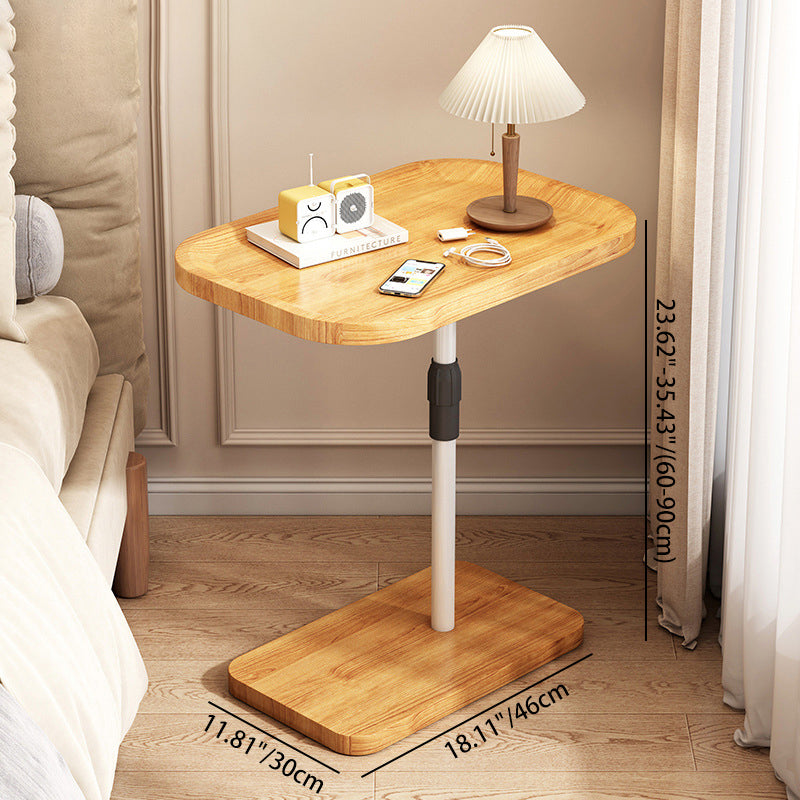 Contemporary Scandinavian Engineered Wood Metal Rounded Rectangular End Table With 2 Tiers For Living Room