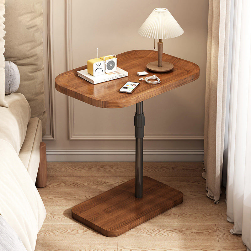 Contemporary Scandinavian Engineered Wood Metal Rounded Rectangular End Table With 2 Tiers For Living Room