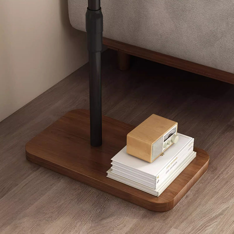 Contemporary Scandinavian Engineered Wood Metal Rounded Rectangular End Table With 2 Tiers For Living Room