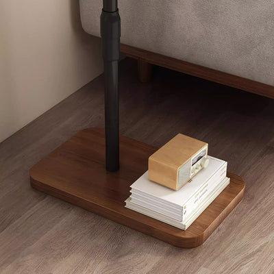 Contemporary Scandinavian Engineered Wood Metal Rounded Rectangular End Table With 2 Tiers For Living Room