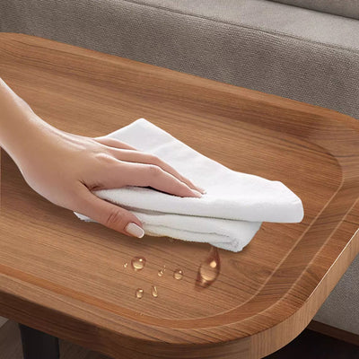 Contemporary Scandinavian Engineered Wood Metal Rounded Rectangular End Table With 2 Tiers For Living Room