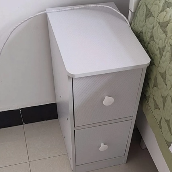 Modern Minimalist Engineered Wood Rectangular Nightstand With 1/2 Drawers For Bedroom