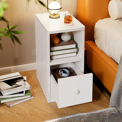 Modern Minimalist Engineered Wood Rectangular Nightstand With 1/2 Drawers For Bedroom