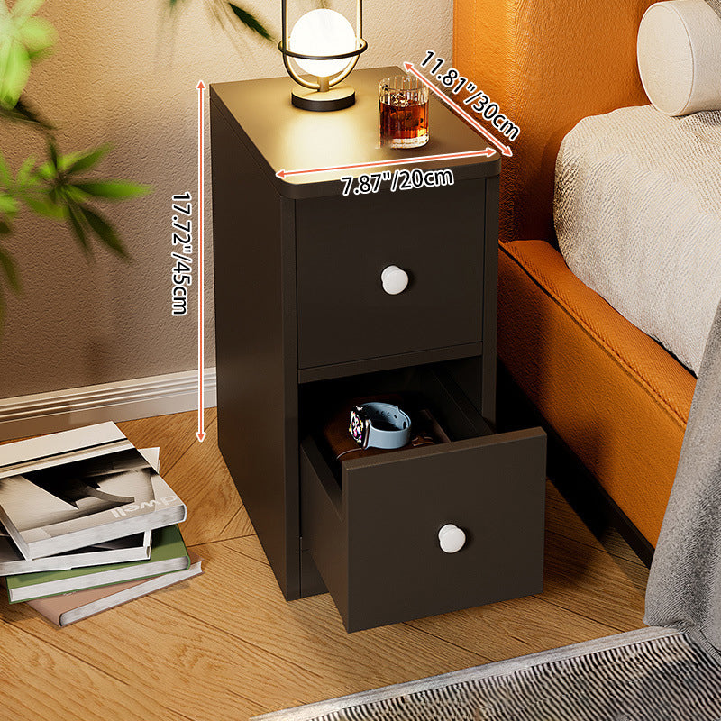 Modern Minimalist Engineered Wood Rectangular Nightstand With 1/2 Drawers For Bedroom