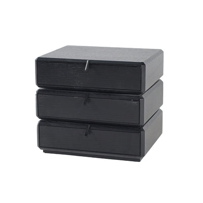 Contemporary Creative Solid Wood Rotating Square Nightstand With 3 Drawers For Bedroom