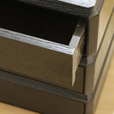 Contemporary Creative Solid Wood Rotating Square Nightstand With 3 Drawers For Bedroom