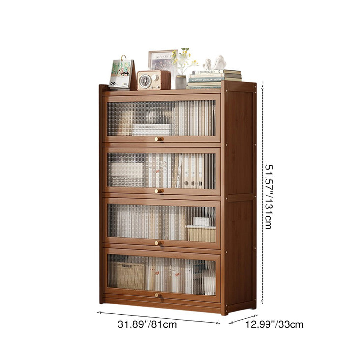 Bibliothèque rectangulaire traditionnelle vintage en acrylique et bambou avec 5 niveaux pour salon 