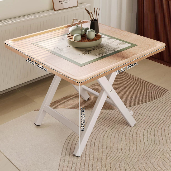 Traditioneller Vintage-Mitteldichte-Faserplatte-Eisenrahmen-Rundquadrat-Klapptisch mit 1-Stufe für Esszimmer 