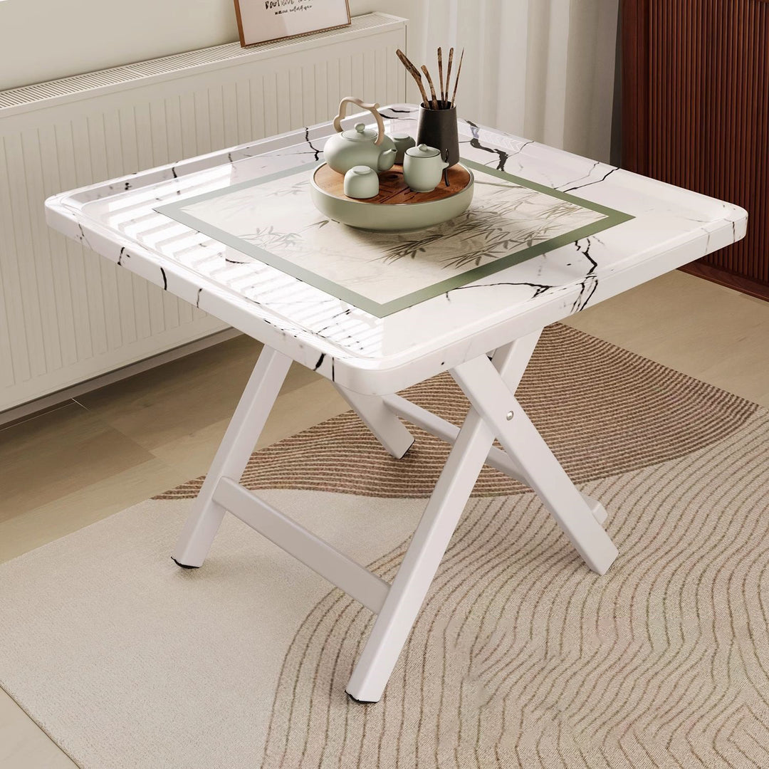 Traditioneller Vintage-Mitteldichte-Faserplatte-Eisenrahmen-Rundquadrat-Klapptisch mit 1-Stufe für Esszimmer 