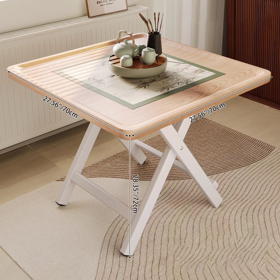 Traditioneller Vintage-Mitteldichte-Faserplatte-Eisenrahmen-Rundquadrat-Klapptisch mit 1-Stufe für Esszimmer 