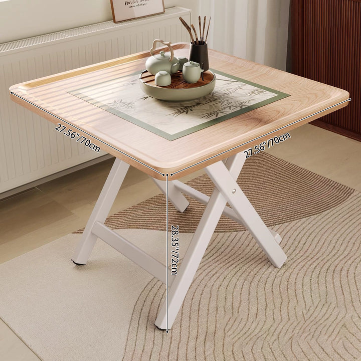 Traditioneller Vintage-Mitteldichte-Faserplatte-Eisenrahmen-Rundquadrat-Klapptisch mit 1-Stufe für Esszimmer 
