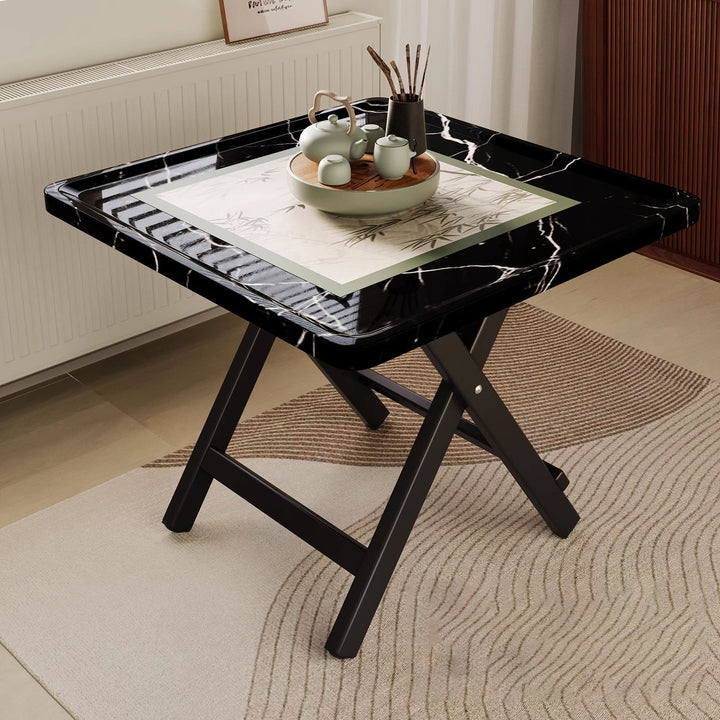 Traditioneller Vintage-Mitteldichte-Faserplatte-Eisenrahmen-Rundquadrat-Klapptisch mit 1-Stufe für Esszimmer 