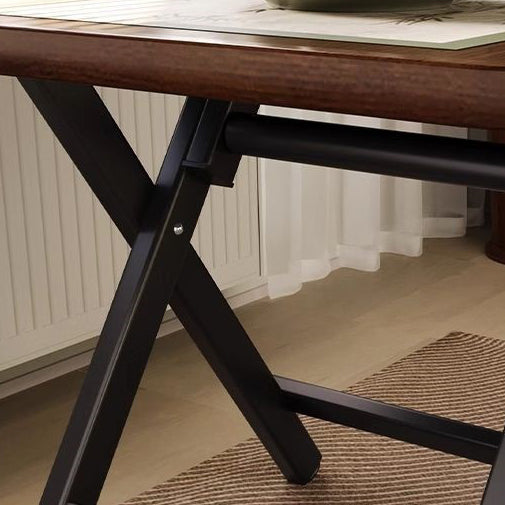 Traditioneller Vintage-Mitteldichte-Faserplatte-Eisenrahmen-Rundquadrat-Klapptisch mit 1-Stufe für Esszimmer 