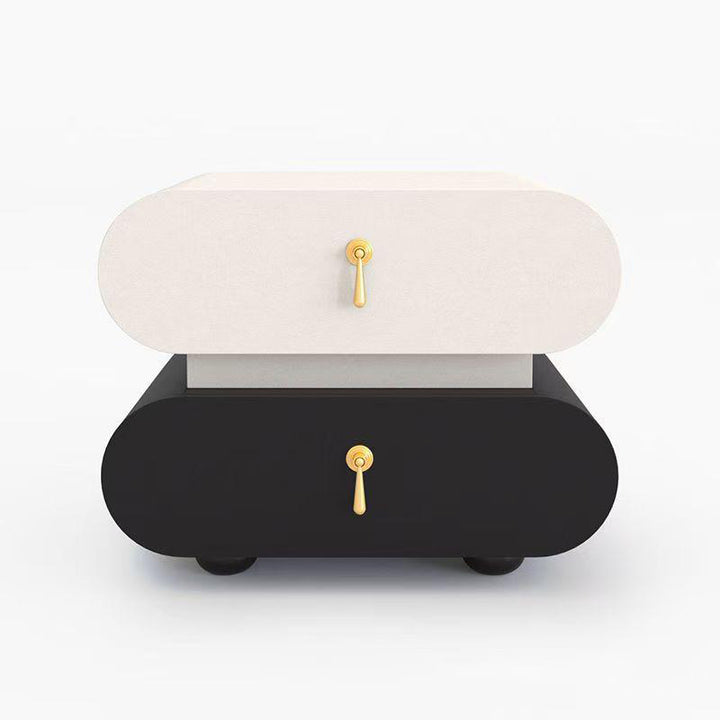 Table de chevet moderne en bois massif et métal, ovale et carrée, avec 2 tiroirs pour chambre à coucher 