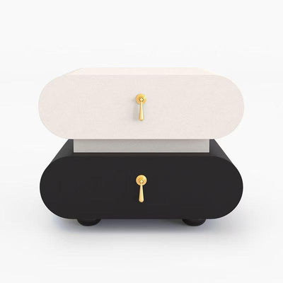 Modern Luxury Solid Wood Metal Oval Square Nightstand With 2 Drawers For Bedroom