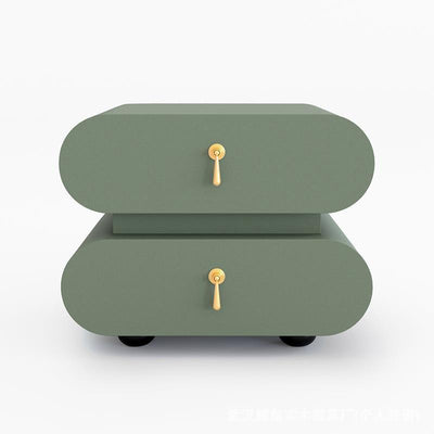 Modern Luxury Solid Wood Metal Oval Square Nightstand With 2 Drawers For Bedroom
