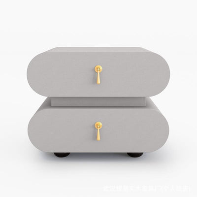 Modern Luxury Solid Wood Metal Oval Square Nightstand With 2 Drawers For Bedroom