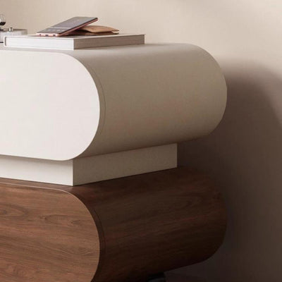 Modern Luxury Solid Wood Metal Oval Square Nightstand With 2 Drawers For Bedroom