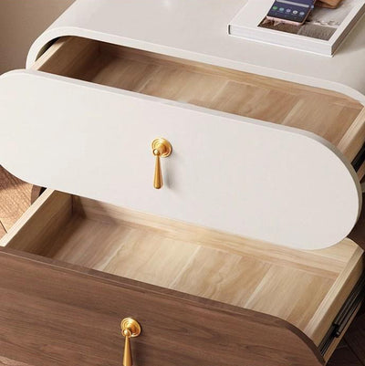 Modern Luxury Solid Wood Metal Oval Square Nightstand With 2 Drawers For Bedroom