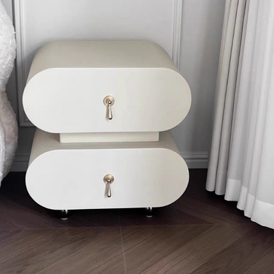 Modern Luxury Solid Wood Metal Oval Square Nightstand With 2 Drawers For Bedroom