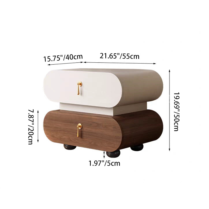 Modern Luxury Solid Wood Metal Oval Square Nightstand With 2 Drawers For Bedroom