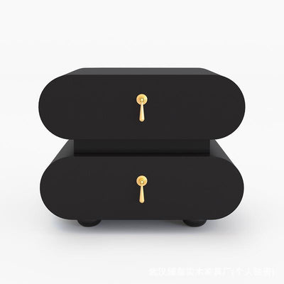 Modern Luxury Solid Wood Metal Oval Square Nightstand With 2 Drawers For Bedroom