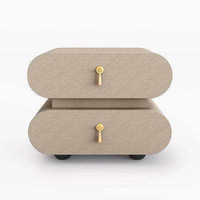 Modern Luxury Solid Wood Metal Oval Square Nightstand With 2 Drawers For Bedroom