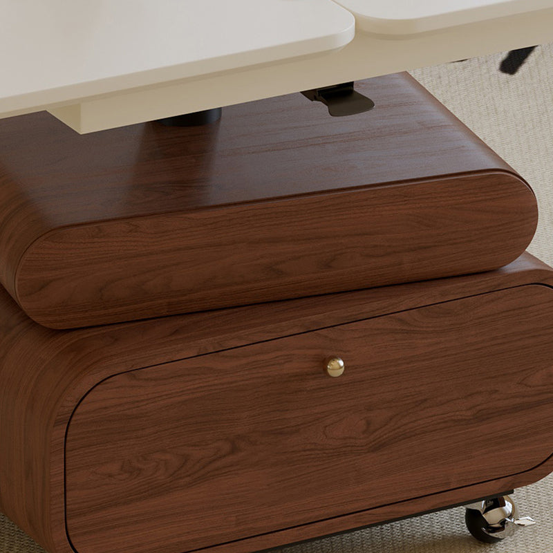 Traditional Chinese Solid Wood Hardware Rounded Square Lift-Top Coffee Table With 1-Tier For Living Room