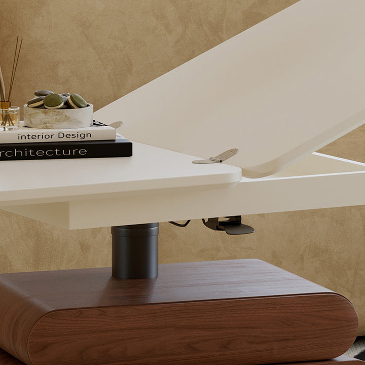 Table basse relevable ronde carrée en bois massif traditionnel chinois avec quincaillerie, à 1 niveau, pour salon 