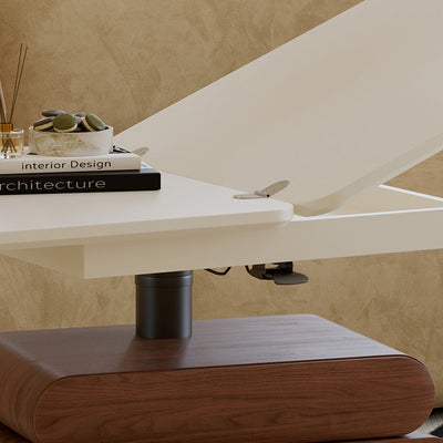 Traditional Chinese Solid Wood Hardware Rounded Square Lift-Top Coffee Table With 1-Tier For Living Room