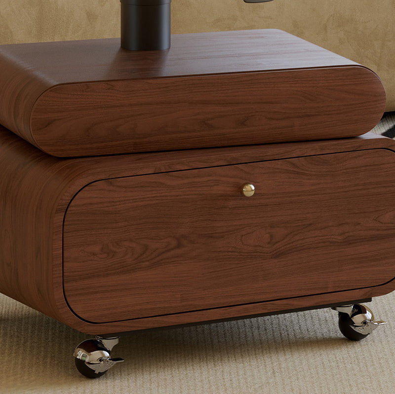 Traditional Chinese Solid Wood Hardware Rounded Square Lift-Top Coffee Table With 1-Tier For Living Room