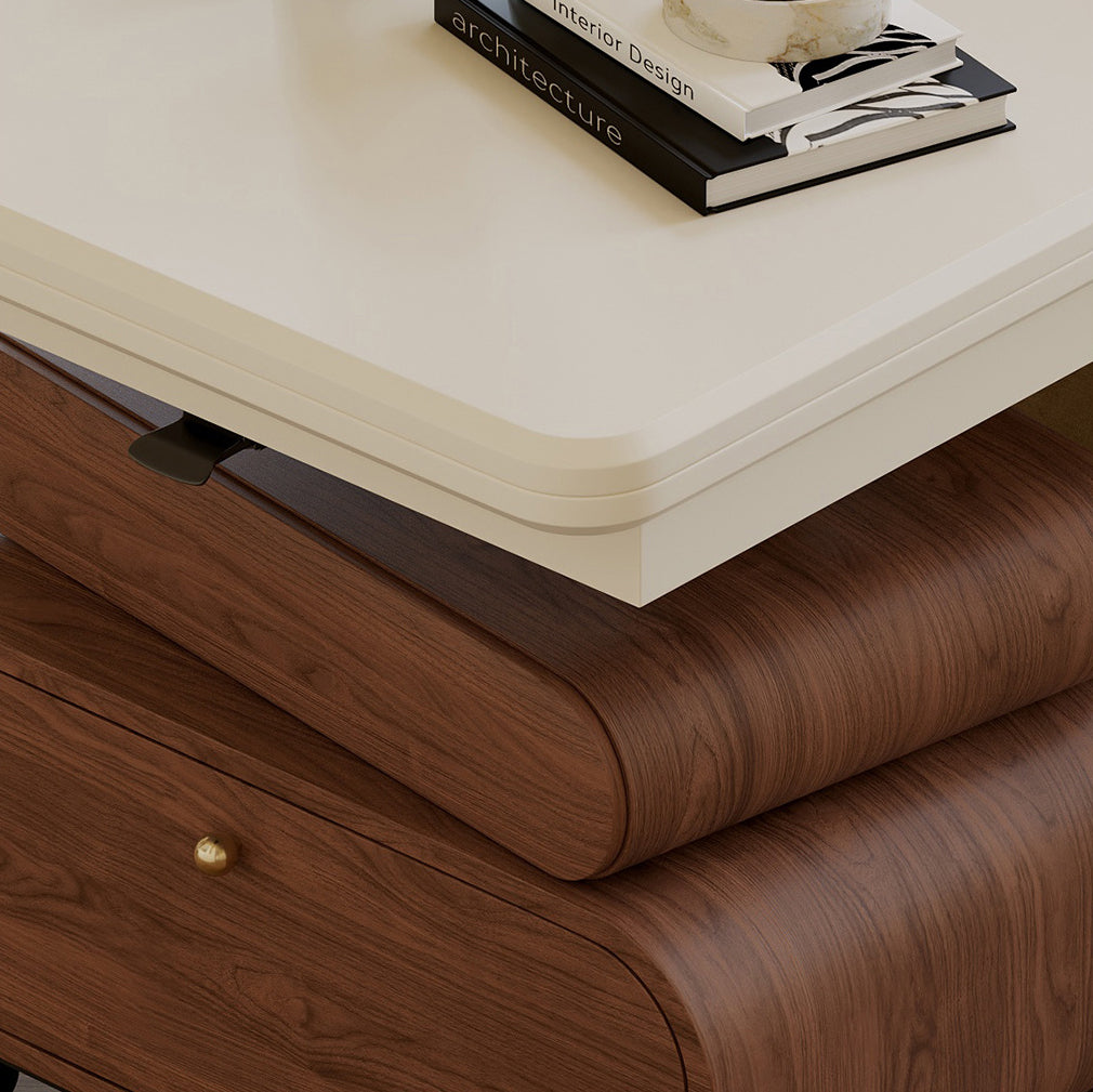Table basse relevable ronde carrée en bois massif traditionnel chinois avec quincaillerie, à 1 niveau, pour salon 