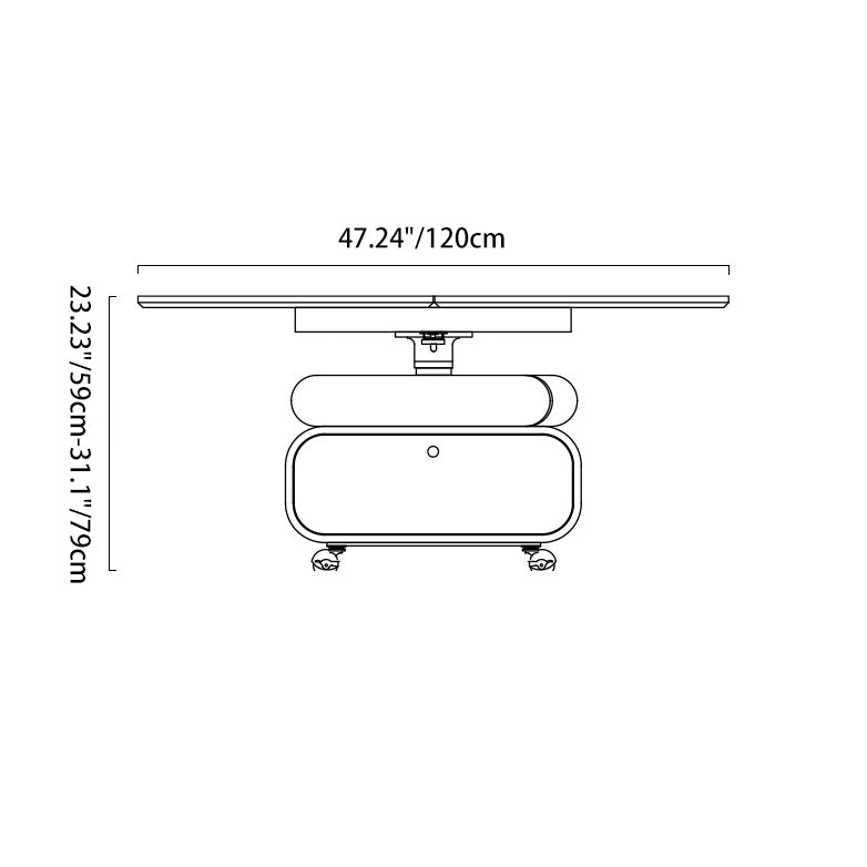 Traditional Chinese Solid Wood Hardware Rounded Square Lift-Top Coffee Table With 1-Tier For Living Room