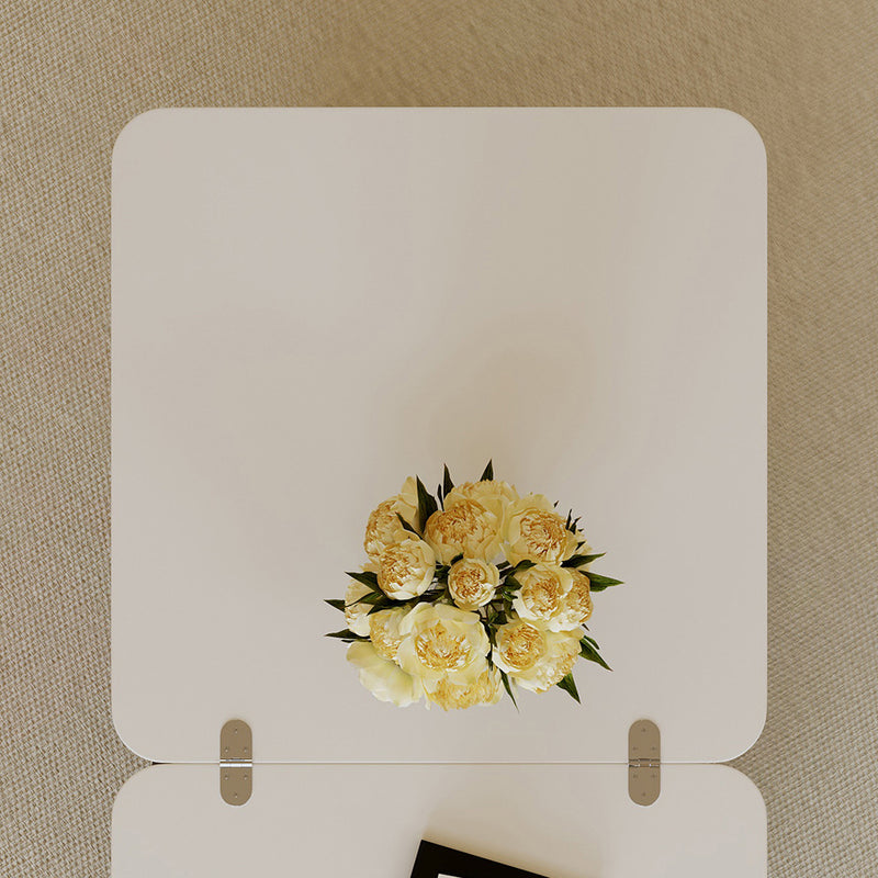 Traditional Chinese Solid Wood Hardware Rounded Square Lift-Top Coffee Table With 1-Tier For Living Room