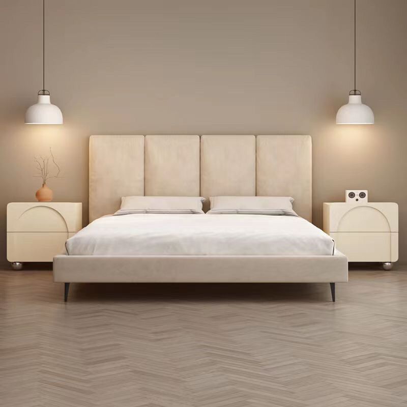 Traditional French Solid Wood Metal Stainless Steel Spherical Rectangular Nightstand With 2 Drawers For Bedroom