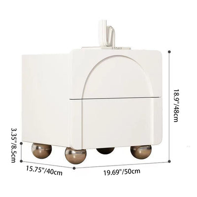 Traditional French Solid Wood Metal Stainless Steel Spherical Rectangular Nightstand With 2 Drawers For Bedroom