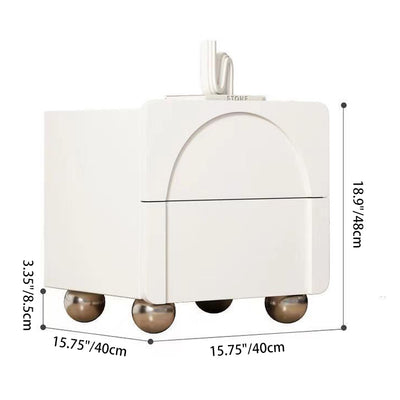 Traditional French Solid Wood Metal Stainless Steel Spherical Rectangular Nightstand With 2 Drawers For Bedroom