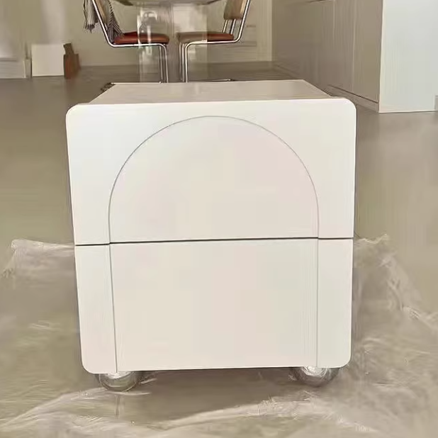 Traditional French Solid Wood Metal Stainless Steel Spherical Rectangular Nightstand With 2 Drawers For Bedroom