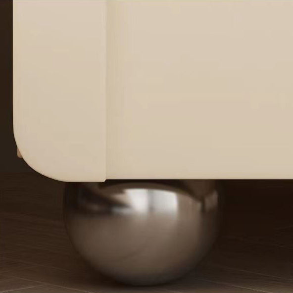 Traditional French Solid Wood Metal Stainless Steel Spherical Rectangular Nightstand With 2 Drawers For Bedroom