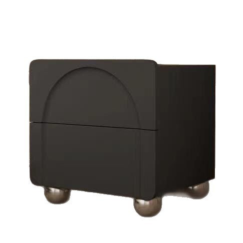 Traditional French Solid Wood Metal Stainless Steel Spherical Rectangular Nightstand With 2 Drawers For Bedroom