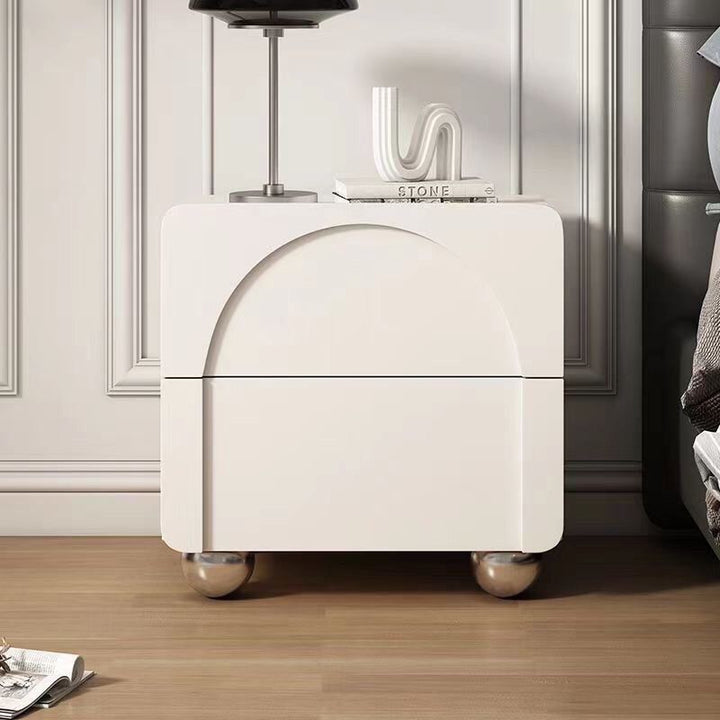 Table de chevet traditionnelle française en bois massif, métal et acier inoxydable, sphérique et rectangulaire, avec 2 tiroirs pour chambre à coucher 