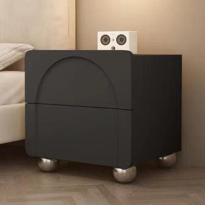 Traditional French Solid Wood Metal Stainless Steel Spherical Rectangular Nightstand With 2 Drawers For Bedroom