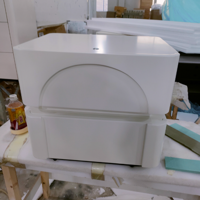 Contemporary Creative Solid Wood Carbon Steel Rounded Square Nightstand With 2 Drawers For Bedroom