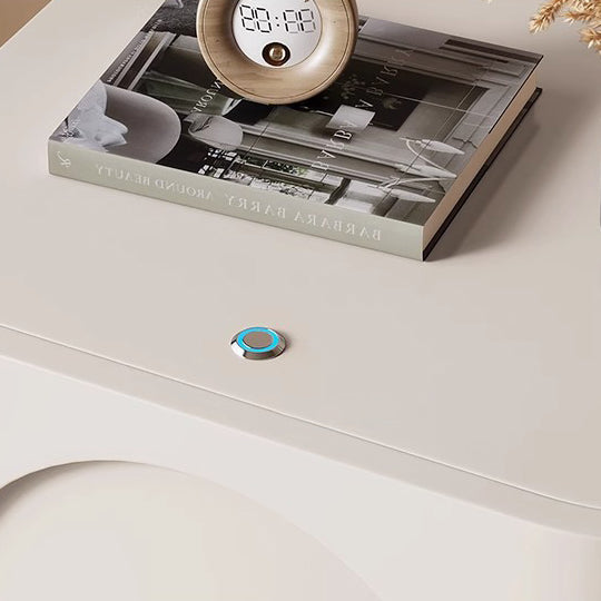 Contemporary Creative Solid Wood Carbon Steel Rounded Square Nightstand With 2 Drawers For Bedroom