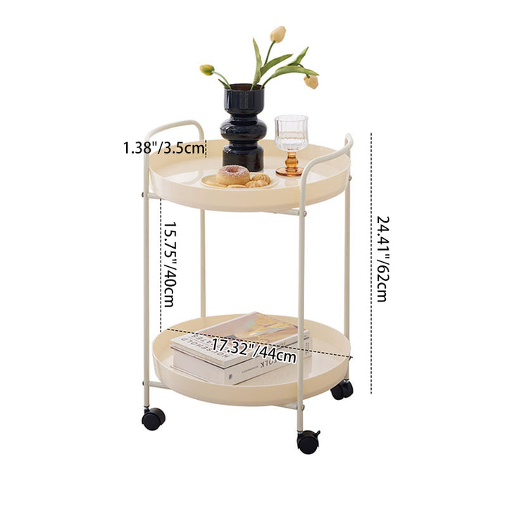 Table d'appoint ronde courbée en fer mobile de style scandinave contemporain avec 2 niveaux pour salon 
