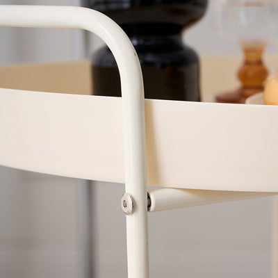 Contemporary Scandinavian Iron Mobile Round Curved Side Table With 2 Tiers For Living Room