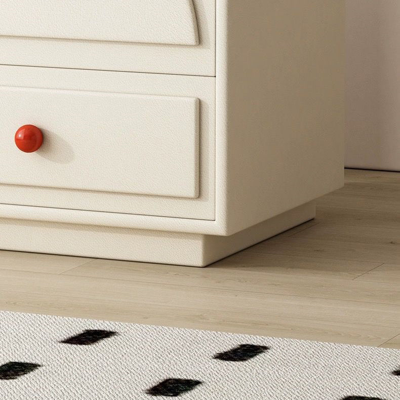 Traditional French Solid Wood Microfiber Leather Metal Semi-Round Square Nightstand With 2 Drawers For Bedroom