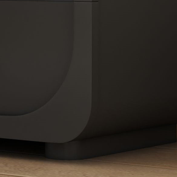 Contemporary Scandinavian Solid Wood Glass Metal Rounded Square Nightstand With 1 Drawer For Bedroom