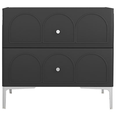 Traditional French Solid Wood Hardware Rectangular Curved Nightstand With 2 Drawers For Bedroom